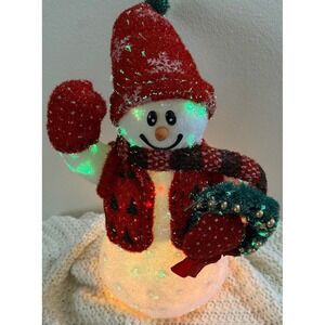2002 Avon Fiber Optic Color Changing Christmas Snowman 15" Vintage Decoration